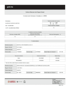 Semanas cotizadas imss