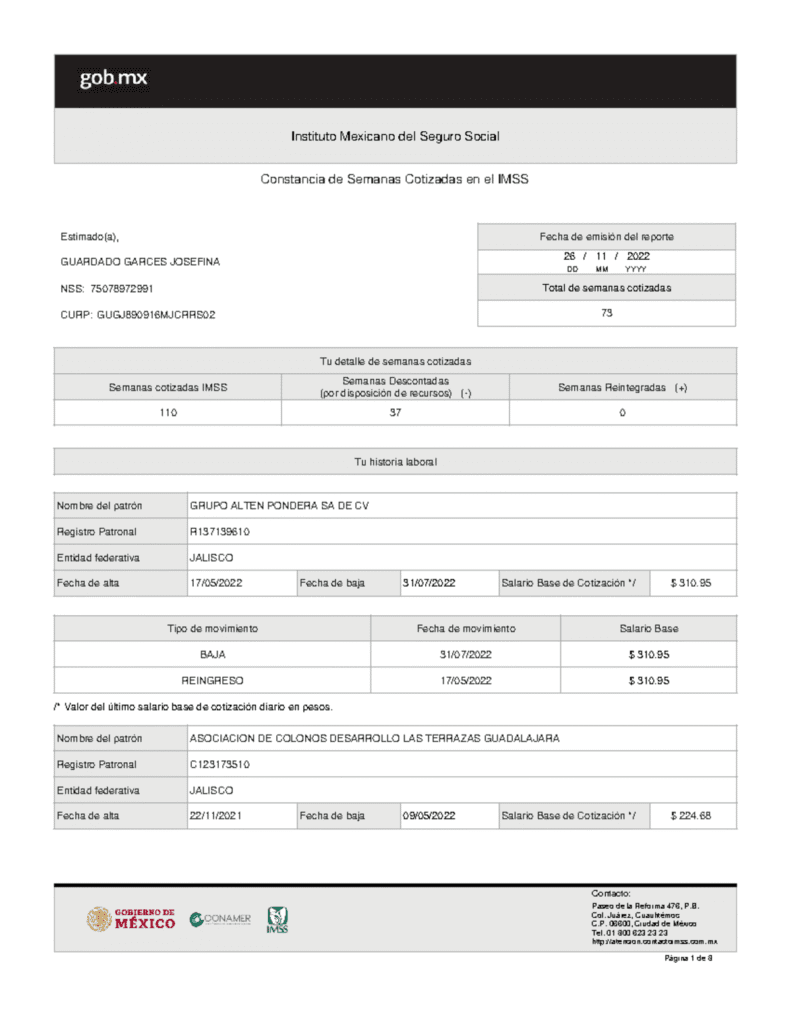 semanas cotizadas IMSS