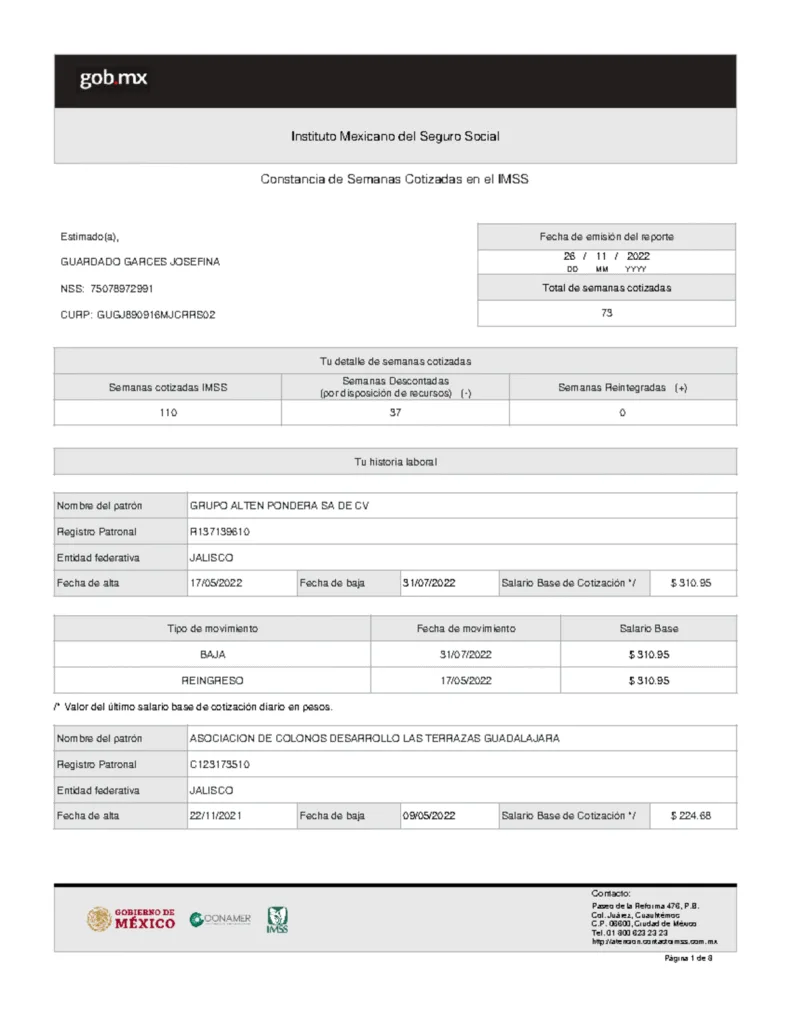 semanas cotizadas IMSS