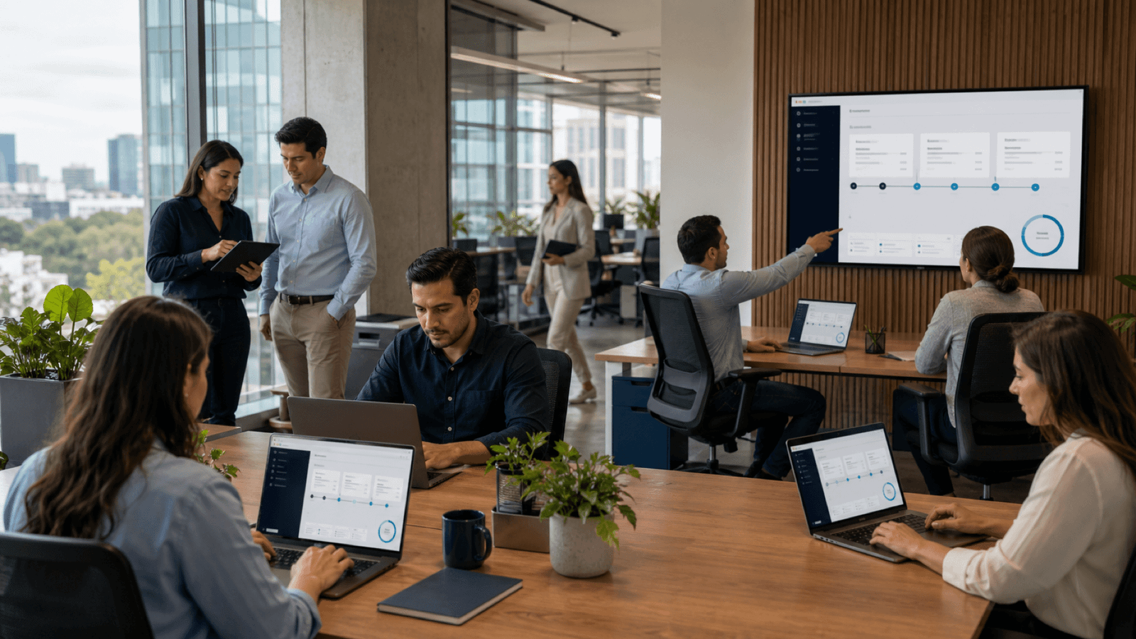 Oficina con áreas coordinadas trabajando sobre sus asuntos